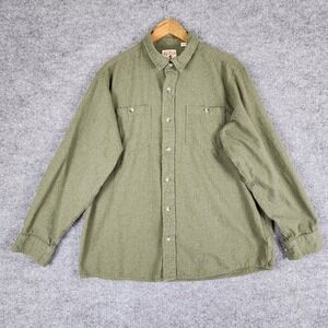 Red Head Shirt Mens XL Olive Green Flannel Button Down Long Sleeve
